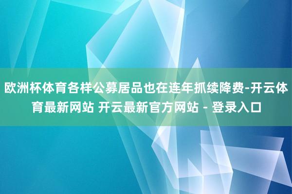 欧洲杯体育各样公募居品也在连年抓续降费-开云体育最新网站 开云最新官方网站 - 登录入口