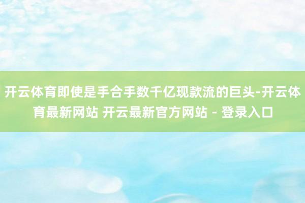 开云体育即使是手合手数千亿现款流的巨头-开云体育最新网站 开云最新官方网站 - 登录入口