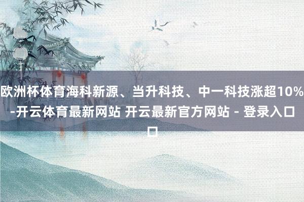 欧洲杯体育海科新源、当升科技、中一科技涨超10%-开云体育最新网站 开云最新官方网站 - 登录入口