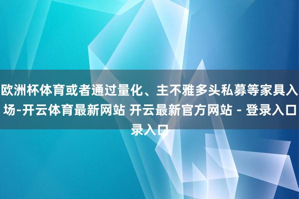 欧洲杯体育或者通过量化、主不雅多头私募等家具入场-开云体育最新网站 开云最新官方网站 - 登录入口