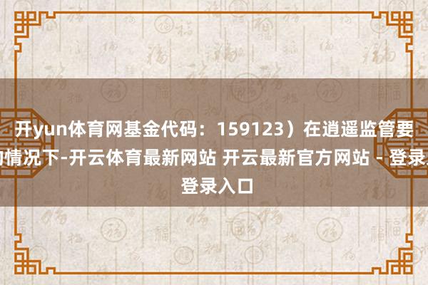开yun体育网基金代码：159123）在逍遥监管要求的情况下-开云体育最新网站 开云最新官方网站 - 登录入口