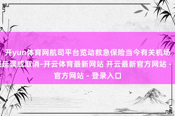 开yun体育网航司平台览动救急保险当今有关机场极少航班延误或取消-开云体育最新网站 开云最新官方网站 - 登录入口